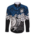 custom-bulldogs-rugby-long-sleeve-button-shirt-berries-hibiscus-and-turtle-with-polynesian-pattern