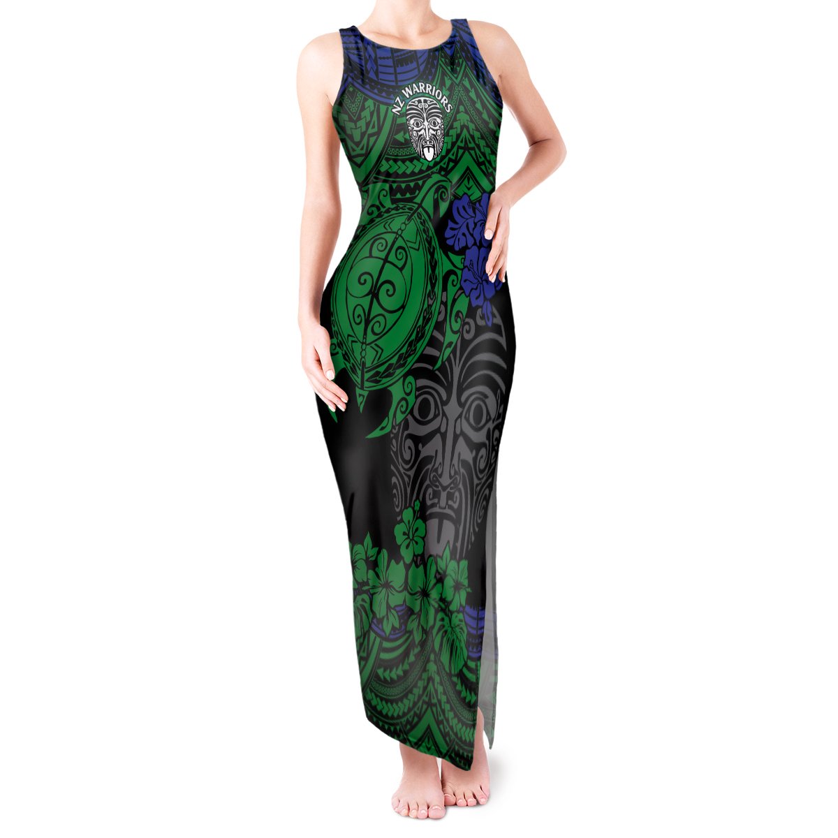 custom-new-zealand-warriors-rugby-tank-maxi-dress-hibiscus-and-turtle-with-polynesian-pattern