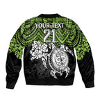 custom-raiders-rugby-bomber-jacket-canberra-hibiscus-and-turtle-with-polynesian-pattern