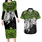 custom-raiders-rugby-couples-matching-long-sleeve-bodycon-dress-and-hawaiian-shirt-canberra-hibiscus-and-turtle-with-polynesian-pattern