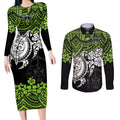 custom-raiders-rugby-couples-matching-long-sleeve-bodycon-dress-and-long-sleeve-button-shirt-canberra-hibiscus-and-turtle-with-polynesian-pattern