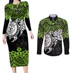 custom-raiders-rugby-couples-matching-long-sleeve-bodycon-dress-and-long-sleeve-button-shirt-canberra-hibiscus-and-turtle-with-polynesian-pattern