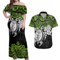 custom-raiders-rugby-couples-matching-off-shoulder-maxi-dress-and-hawaiian-shirt-canberra-hibiscus-and-turtle-with-polynesian-pattern