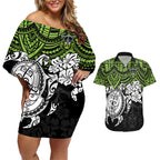 custom-raiders-rugby-couples-matching-off-shoulder-short-dress-and-hawaiian-shirt-canberra-hibiscus-and-turtle-with-polynesian-pattern