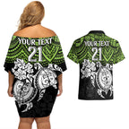 custom-raiders-rugby-couples-matching-off-shoulder-short-dress-and-hawaiian-shirt-canberra-hibiscus-and-turtle-with-polynesian-pattern