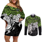 custom-raiders-rugby-couples-matching-off-shoulder-short-dress-and-long-sleeve-button-shirt-canberra-hibiscus-and-turtle-with-polynesian-pattern