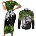 custom-raiders-rugby-couples-matching-short-sleeve-bodycon-dress-and-long-sleeve-button-shirt-canberra-hibiscus-and-turtle-with-polynesian-pattern