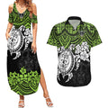 custom-raiders-rugby-couples-matching-summer-maxi-dress-and-hawaiian-shirt-canberra-hibiscus-and-turtle-with-polynesian-pattern