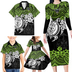 custom-raiders-rugby-family-matching-long-sleeve-bodycon-dress-and-hawaiian-shirt-canberra-hibiscus-and-turtle-with-polynesian-pattern