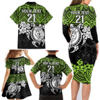 custom-raiders-rugby-family-matching-long-sleeve-bodycon-dress-and-hawaiian-shirt-canberra-hibiscus-and-turtle-with-polynesian-pattern