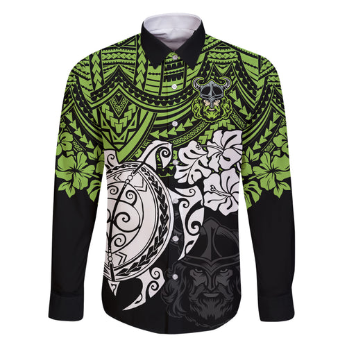custom-raiders-rugby-family-matching-long-sleeve-bodycon-dress-and-hawaiian-shirt-canberra-hibiscus-and-turtle-with-polynesian-pattern