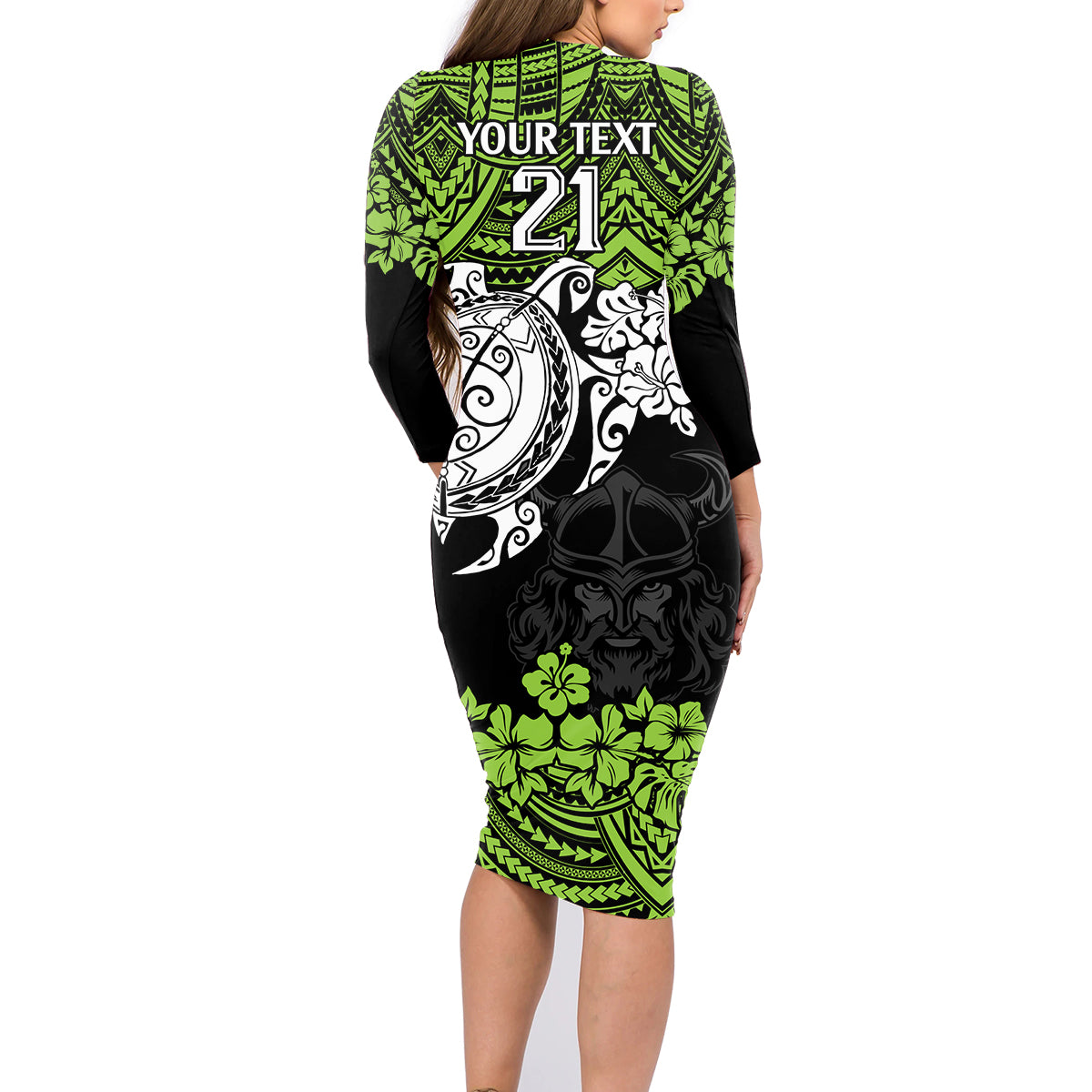 custom-raiders-rugby-family-matching-long-sleeve-bodycon-dress-and-hawaiian-shirt-canberra-hibiscus-and-turtle-with-polynesian-pattern