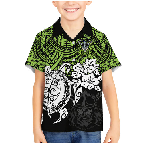 custom-raiders-rugby-family-matching-mermaid-dress-and-hawaiian-shirt-canberra-hibiscus-and-turtle-with-polynesian-pattern