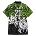 custom-raiders-rugby-family-matching-off-shoulder-maxi-dress-and-hawaiian-shirt-canberra-hibiscus-and-turtle-with-polynesian-pattern
