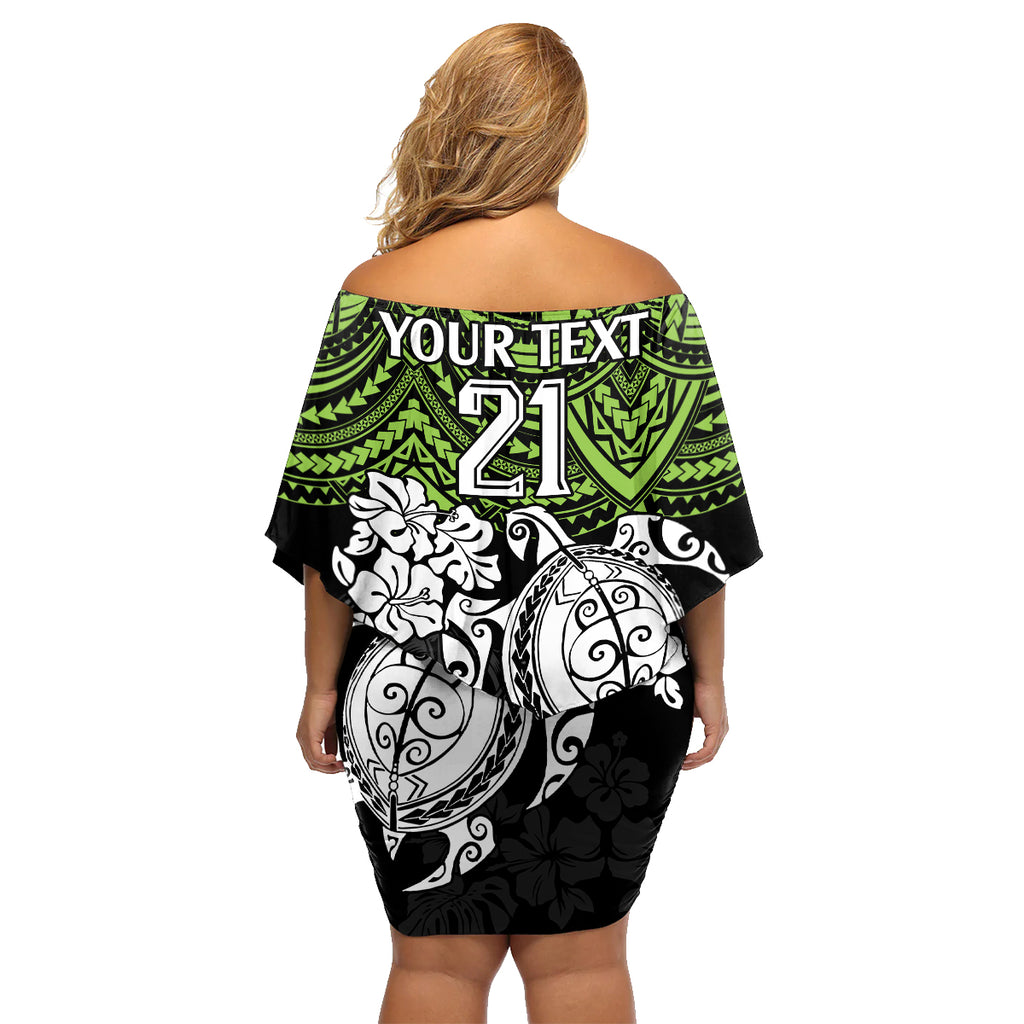 custom-raiders-rugby-family-matching-off-shoulder-short-dress-and-hawaiian-shirt-canberra-hibiscus-and-turtle-with-polynesian-pattern