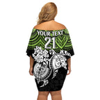 custom-raiders-rugby-family-matching-off-shoulder-short-dress-and-hawaiian-shirt-canberra-hibiscus-and-turtle-with-polynesian-pattern