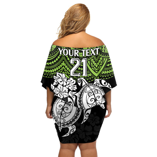 custom-raiders-rugby-family-matching-off-shoulder-short-dress-and-hawaiian-shirt-canberra-hibiscus-and-turtle-with-polynesian-pattern