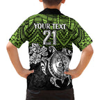 custom-raiders-rugby-family-matching-short-sleeve-bodycon-dress-and-hawaiian-shirt-canberra-hibiscus-and-turtle-with-polynesian-pattern