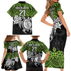 custom-raiders-rugby-family-matching-short-sleeve-bodycon-dress-and-hawaiian-shirt-canberra-hibiscus-and-turtle-with-polynesian-pattern