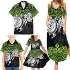 custom-raiders-rugby-family-matching-summer-maxi-dress-and-hawaiian-shirt-canberra-hibiscus-and-turtle-with-polynesian-pattern
