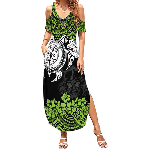 custom-raiders-rugby-family-matching-summer-maxi-dress-and-hawaiian-shirt-canberra-hibiscus-and-turtle-with-polynesian-pattern