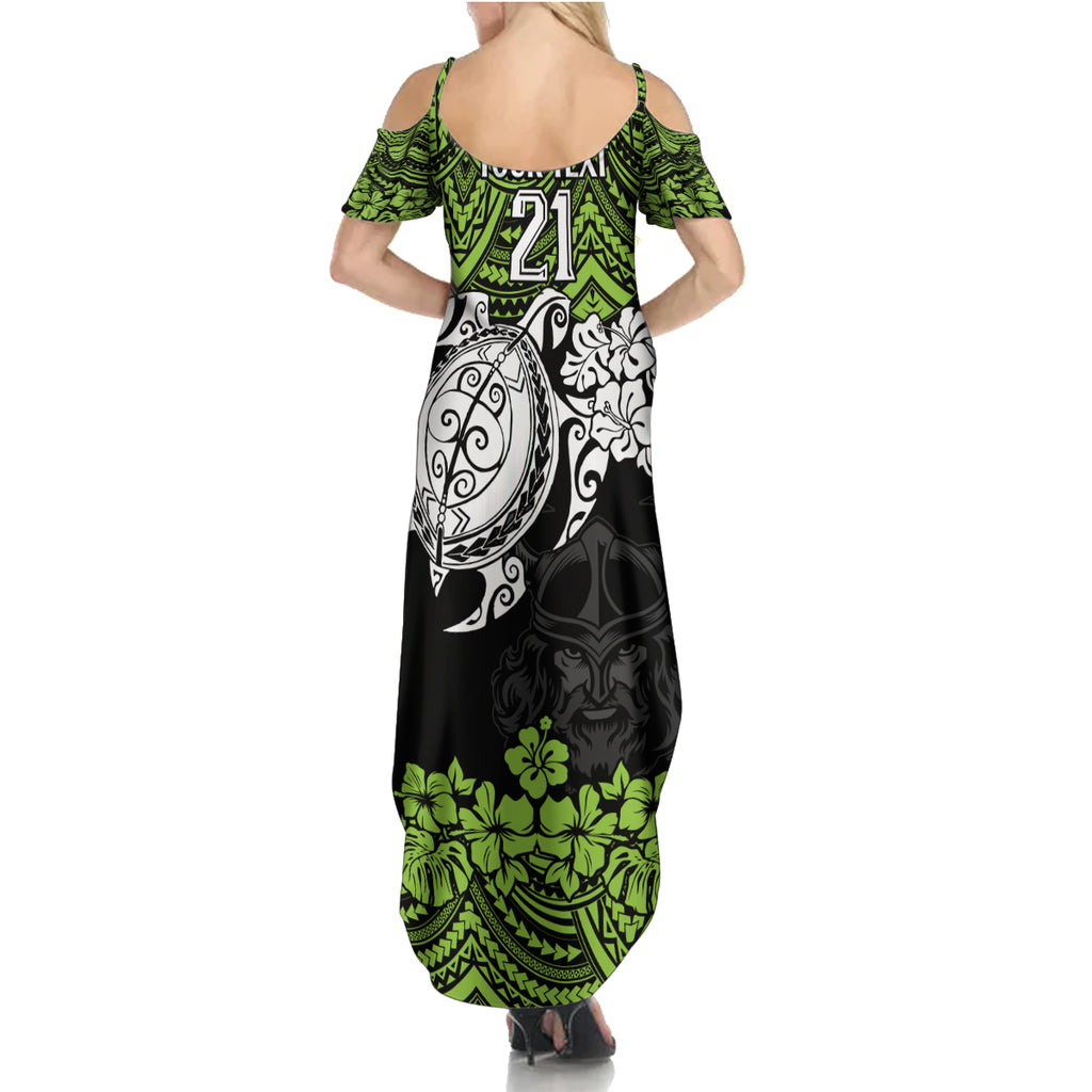 custom-raiders-rugby-family-matching-summer-maxi-dress-and-hawaiian-shirt-canberra-hibiscus-and-turtle-with-polynesian-pattern