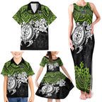 custom-raiders-rugby-family-matching-tank-maxi-dress-and-hawaiian-shirt-canberra-hibiscus-and-turtle-with-polynesian-pattern