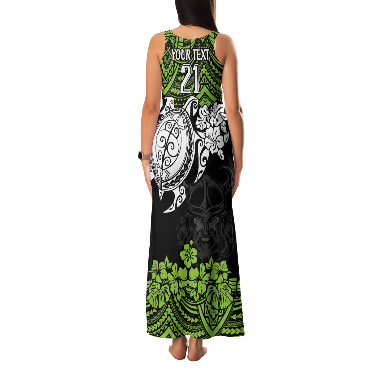 custom-raiders-rugby-family-matching-tank-maxi-dress-and-hawaiian-shirt-canberra-hibiscus-and-turtle-with-polynesian-pattern