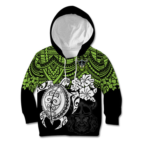 custom-raiders-rugby-kid-hoodie-canberra-hibiscus-and-turtle-with-polynesian-pattern