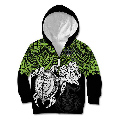 custom-raiders-rugby-kid-hoodie-canberra-hibiscus-and-turtle-with-polynesian-pattern