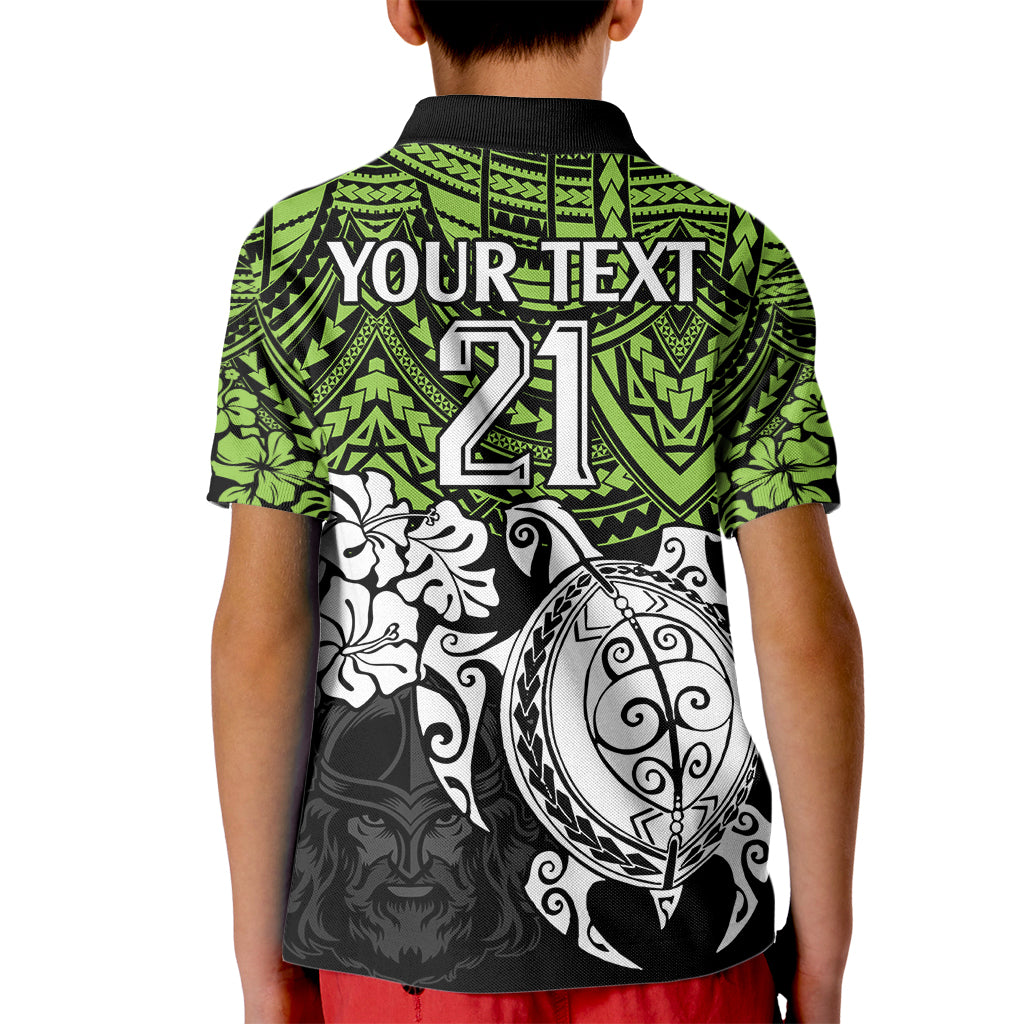 custom-raiders-rugby-kid-polo-shirt-canberra-hibiscus-and-turtle-with-polynesian-pattern
