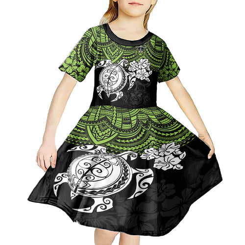 custom-raiders-rugby-kid-short-sleeve-dress-canberra-hibiscus-and-turtle-with-polynesian-pattern