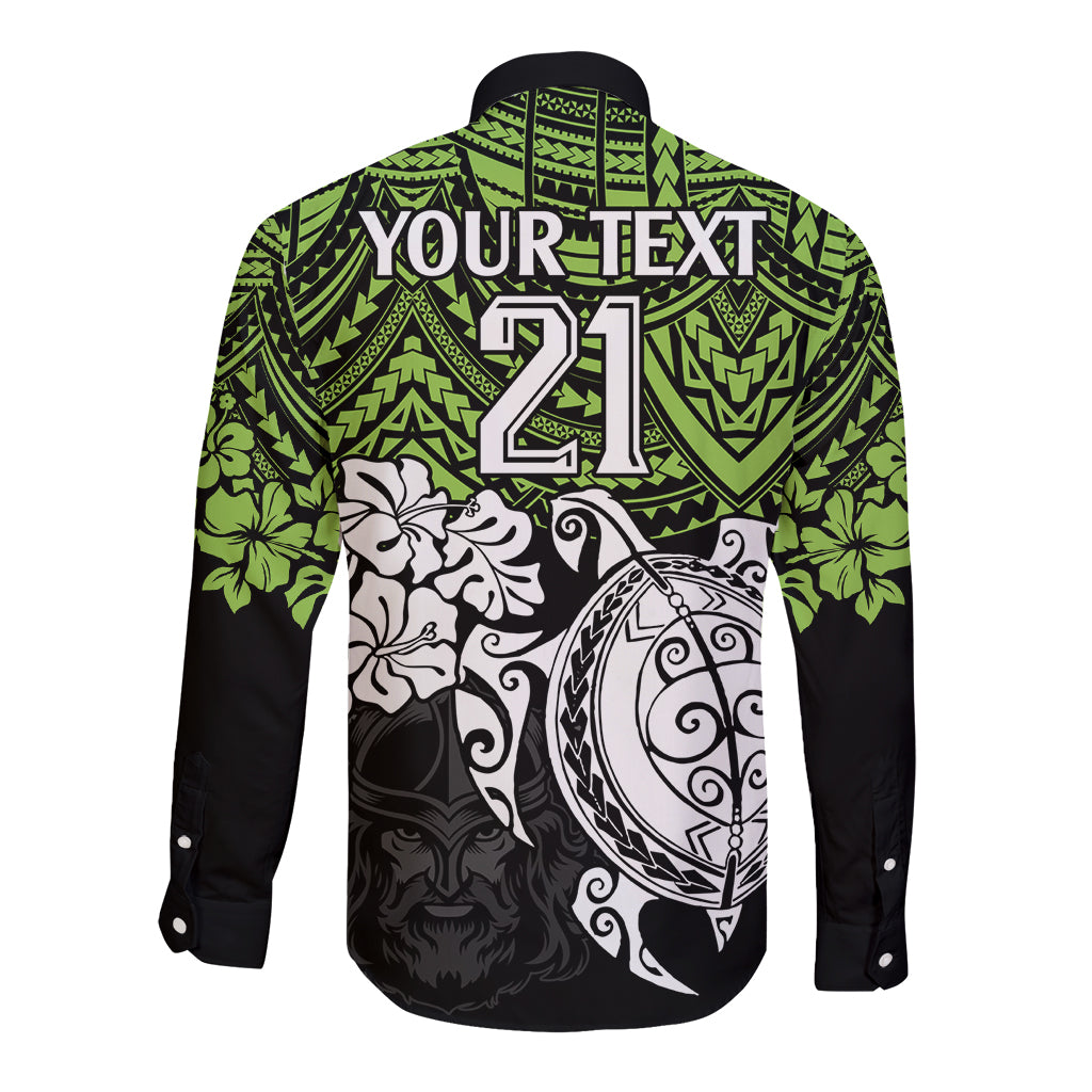 custom-raiders-rugby-long-sleeve-button-shirt-canberra-hibiscus-and-turtle-with-polynesian-pattern