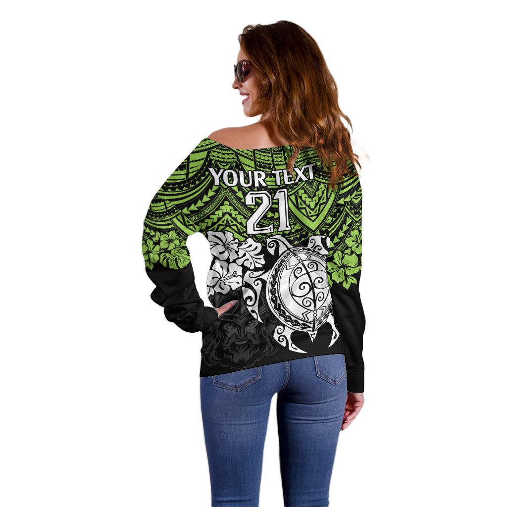 custom-raiders-rugby-off-shoulder-sweater-canberra-hibiscus-and-turtle-with-polynesian-pattern