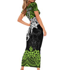 custom-raiders-rugby-short-sleeve-bodycon-dress-canberra-hibiscus-and-turtle-with-polynesian-pattern