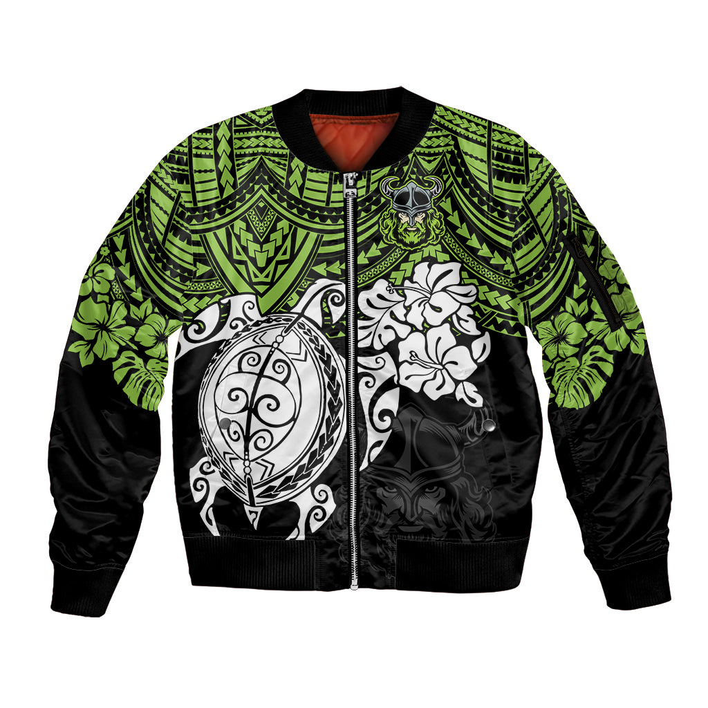 custom-raiders-rugby-sleeve-zip-bomber-jacket-canberra-hibiscus-and-turtle-with-polynesian-pattern