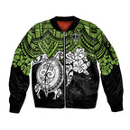 custom-raiders-rugby-sleeve-zip-bomber-jacket-canberra-hibiscus-and-turtle-with-polynesian-pattern