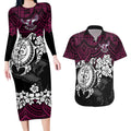 custom-sea-eagles-rugby-couples-matching-long-sleeve-bodycon-dress-and-hawaiian-shirt-silvertails-hibiscus-and-turtle-with-polynesian-pattern