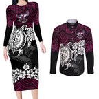 custom-sea-eagles-rugby-couples-matching-long-sleeve-bodycon-dress-and-long-sleeve-button-shirt-silvertails-hibiscus-and-turtle-with-polynesian-pattern