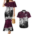 custom-sea-eagles-rugby-couples-matching-mermaid-dress-and-hawaiian-shirt-silvertails-hibiscus-and-turtle-with-polynesian-pattern