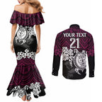 custom-sea-eagles-rugby-couples-matching-mermaid-dress-and-long-sleeve-button-shirt-silvertails-hibiscus-and-turtle-with-polynesian-pattern