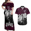 custom-sea-eagles-rugby-couples-matching-off-shoulder-maxi-dress-and-hawaiian-shirt-silvertails-hibiscus-and-turtle-with-polynesian-pattern