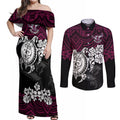 custom-sea-eagles-rugby-couples-matching-off-shoulder-maxi-dress-and-long-sleeve-button-shirt-silvertails-hibiscus-and-turtle-with-polynesian-pattern