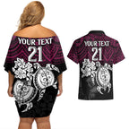 custom-sea-eagles-rugby-couples-matching-off-shoulder-short-dress-and-hawaiian-shirt-silvertails-hibiscus-and-turtle-with-polynesian-pattern