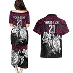 custom-sea-eagles-rugby-couples-matching-puletasi-dress-and-hawaiian-shirt-silvertails-hibiscus-and-turtle-with-polynesian-pattern