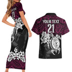 custom-sea-eagles-rugby-couples-matching-short-sleeve-bodycon-dress-and-hawaiian-shirt-silvertails-hibiscus-and-turtle-with-polynesian-pattern