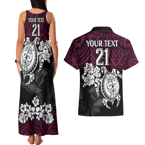 custom-sea-eagles-rugby-couples-matching-tank-maxi-dress-and-hawaiian-shirt-silvertails-hibiscus-and-turtle-with-polynesian-pattern