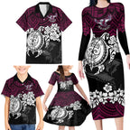 custom-sea-eagles-rugby-family-matching-long-sleeve-bodycon-dress-and-hawaiian-shirt-silvertails-hibiscus-and-turtle-with-polynesian-pattern