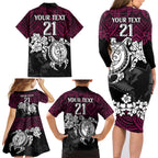 custom-sea-eagles-rugby-family-matching-long-sleeve-bodycon-dress-and-hawaiian-shirt-silvertails-hibiscus-and-turtle-with-polynesian-pattern