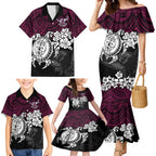 custom-sea-eagles-rugby-family-matching-mermaid-dress-and-hawaiian-shirt-silvertails-hibiscus-and-turtle-with-polynesian-pattern